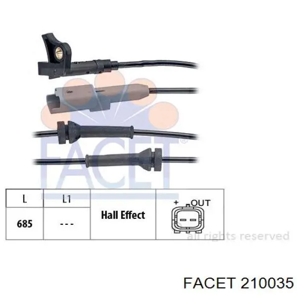 210035 Facet Sensor dianteiro de ABS