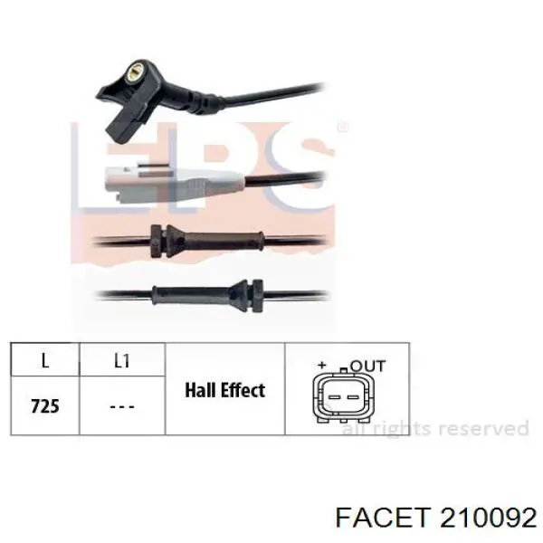 210092 Facet Sensor dianteiro de ABS