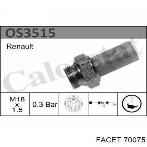 Sensor de pressão de óleo Facet 70075 preço, a partir de 8,54 USD