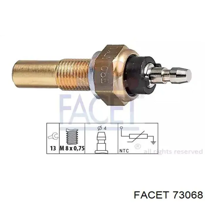 Sensor de temperatura do fluido de esfriamento Facet 73068 preço, a partir de 6,35 USD