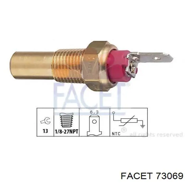 Sensor de temperatura do fluido de esfriamento Facet 73069 preço, a partir de 8,88 USD
