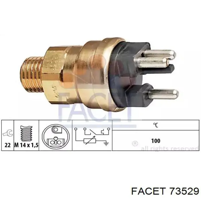 Sensor de temperatura do fluido de esfriamento (de ativação de ventilador do radiador) Facet 73529 preço, a partir de 28,16 USD