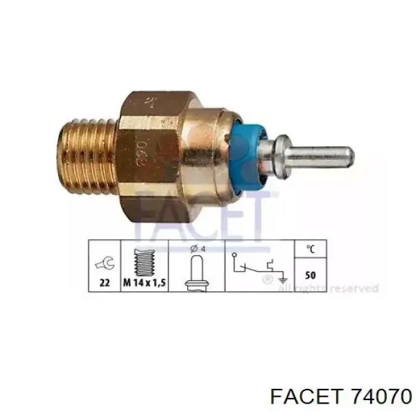 Sensor de temperatura do fluido de esfriamento (de ativação de ventilador do radiador) Facet 74070 preço, a partir de 6,15 USD