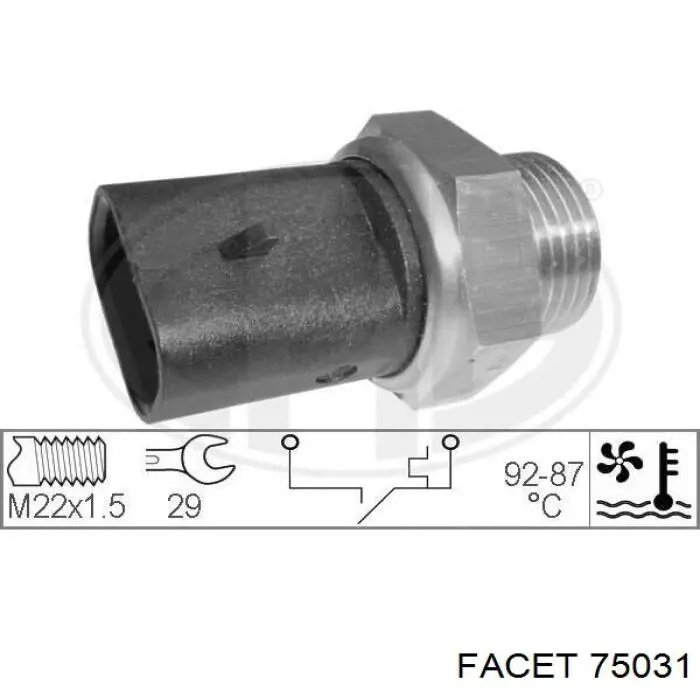 Compre 75031 Facet Sensor de temperatura do fluido de esfriamento (de ativação de ventilador do radiador)