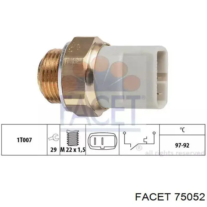 Compre 75052 Facet Sensor de temperatura do fluido de esfriamento (de ativação de ventilador do radiador)