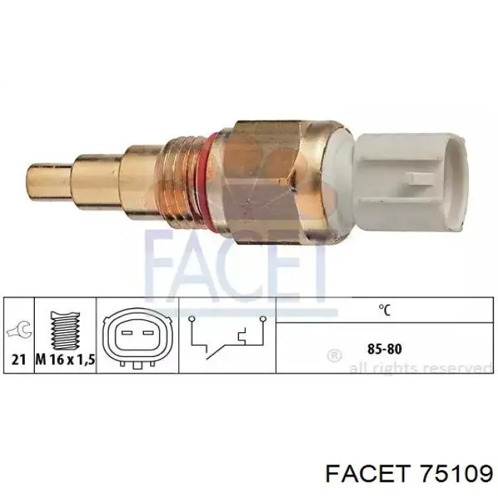 Sensor de temperatura do fluido de esfriamento (de ativação de ventilador do radiador) Facet 75109 preço, a partir de 16,31 USD