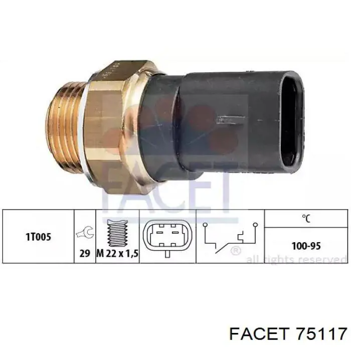 Sensor de temperatura do fluido de esfriamento (de ativação de ventilador do radiador) Facet 75117 preço, a partir de 14,84 USD