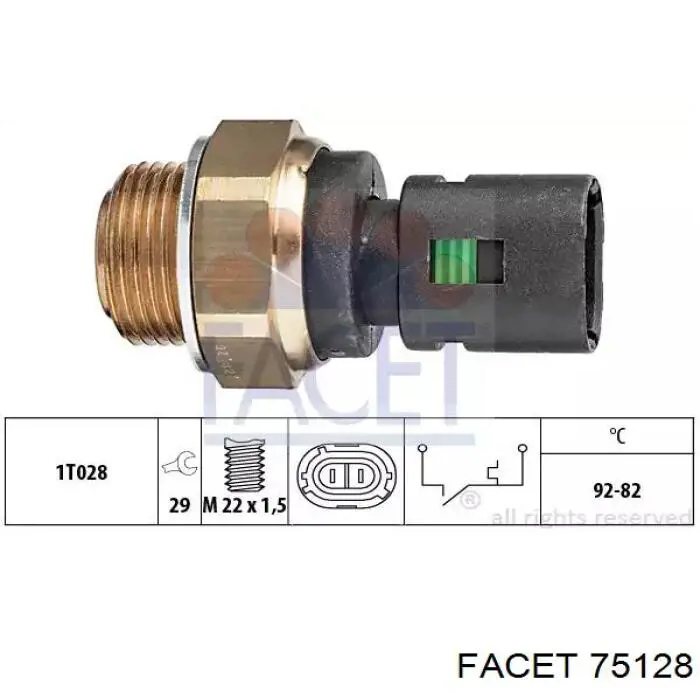 Sensor de temperatura do fluido de esfriamento (de ativação de ventilador do radiador) Facet 75128 preço, a partir de 12,65 USD
