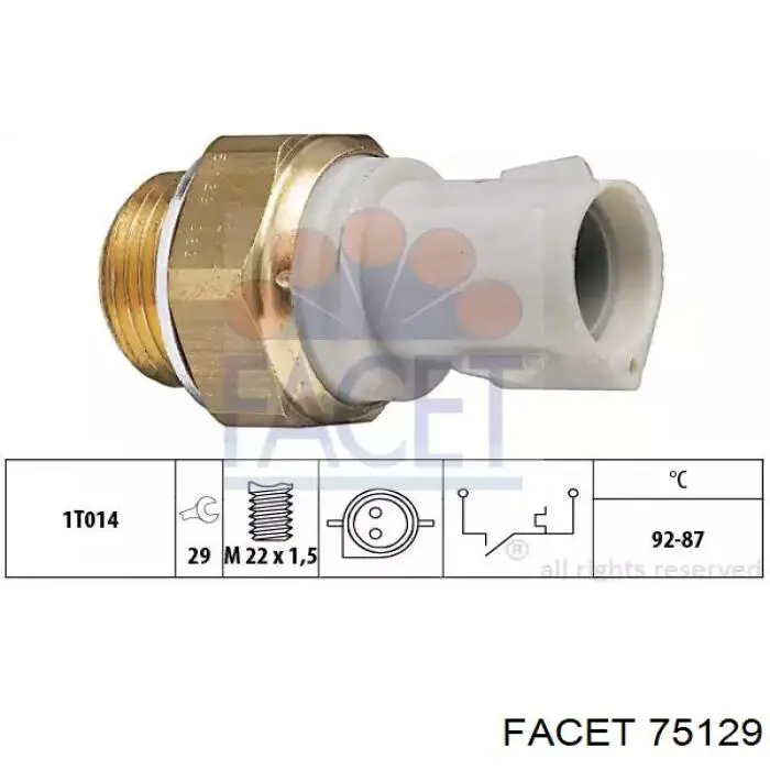 Sensor de temperatura do fluido de esfriamento (de ativação de ventilador do radiador) Facet 75129 preço, a partir de 20,93 USD