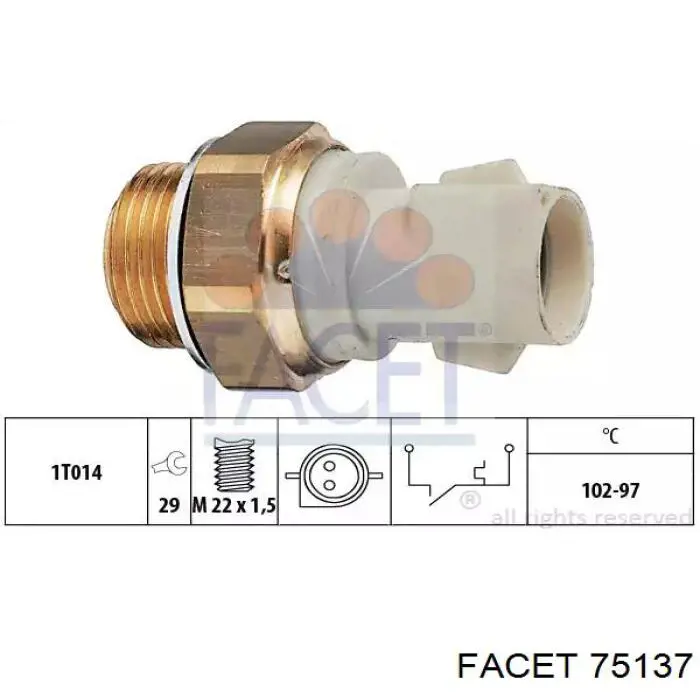 Sensor de temperatura do fluido de esfriamento (de ativação de ventilador do radiador) Facet 75137 preço, a partir de 18,29 USD