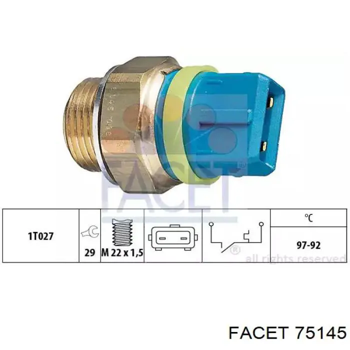 Sensor de temperatura do fluido de esfriamento (de ativação de ventilador do radiador) Facet 75145 preço, a partir de 15,38 USD