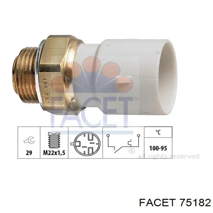 Sensor de temperatura do fluido de esfriamento (de ativação de ventilador do radiador) Facet 75182 preço, a partir de 21,38 USD