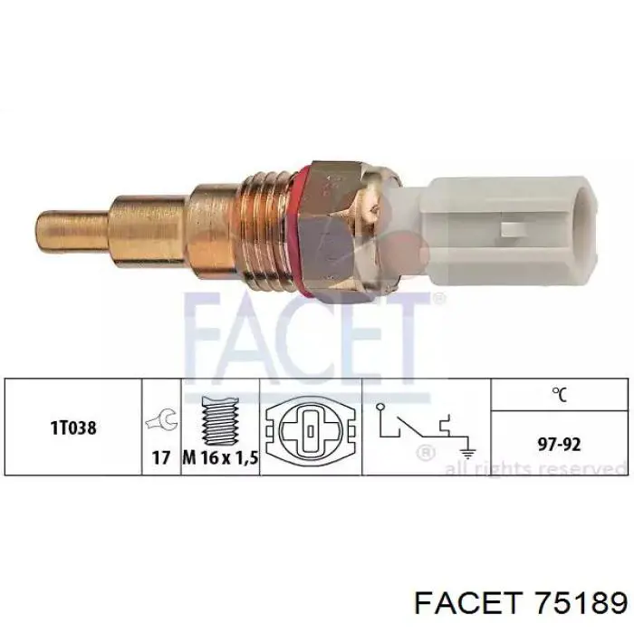 Sensor de temperatura do fluido de esfriamento (de ativação de ventilador do radiador) Facet 75189 preço, a partir de 16,06 USD