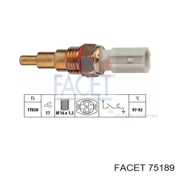 Compre 75189 Facet Sensor de temperatura do fluido de esfriamento (de ativação de ventilador do radiador)