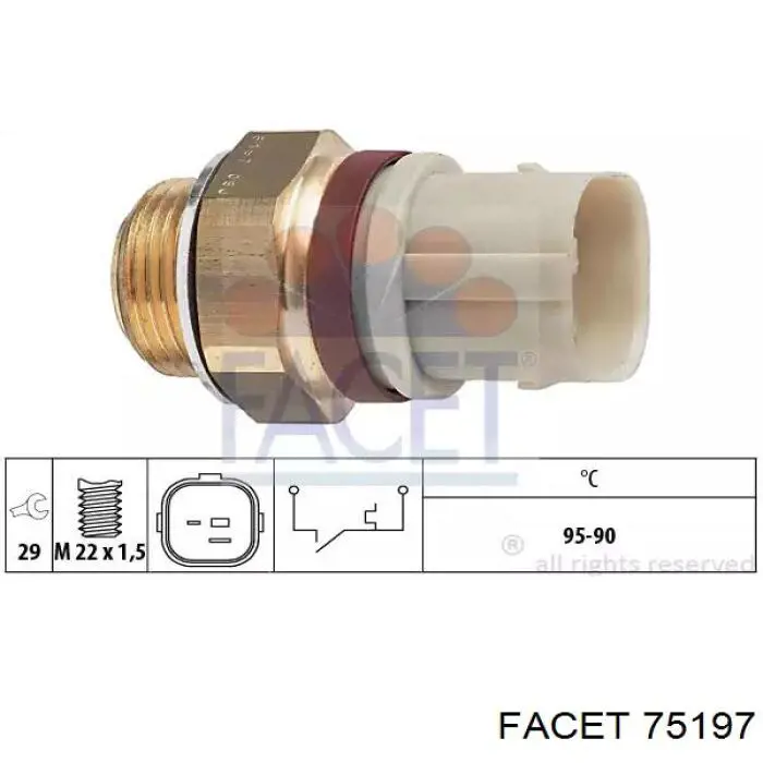 Sensor de temperatura do fluido de esfriamento (de ativação de ventilador do radiador) Facet 75197 preço, a partir de 12,10 USD