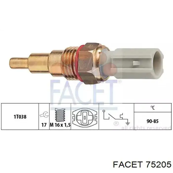 Sensor de temperatura do fluido de esfriamento (de ativação de ventilador do radiador) Facet 75205 preço, a partir de 14,81 USD