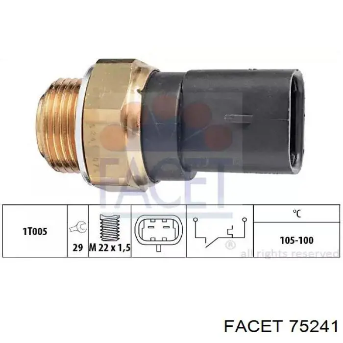 Sensor de temperatura do fluido de esfriamento (de ativação de ventilador do radiador) Facet 75241 preço, a partir de 15,36 USD