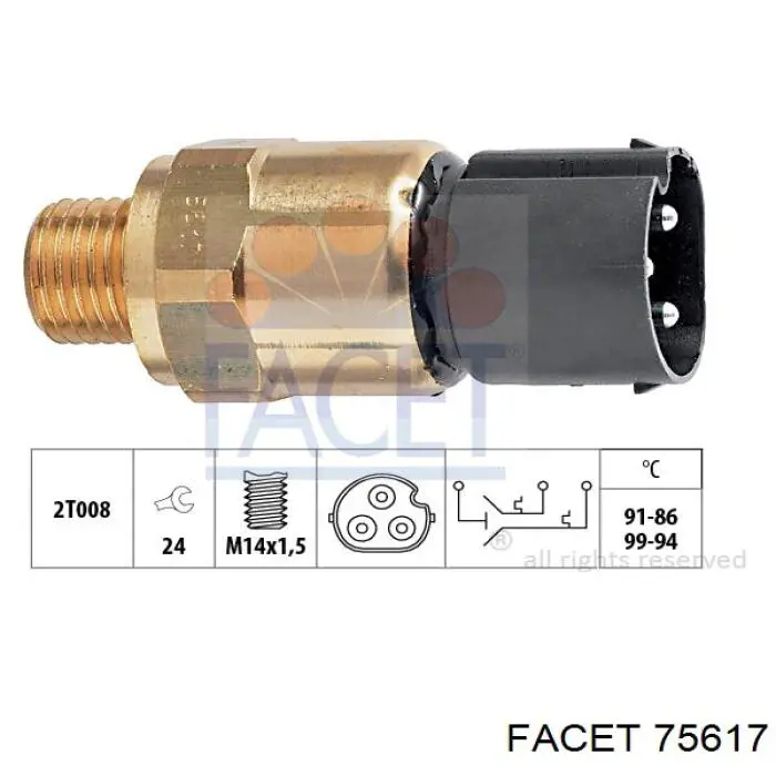 Sensor de temperatura do fluido de esfriamento (de ativação de ventilador do radiador) Facet 75617 preço, a partir de 33,37 USD