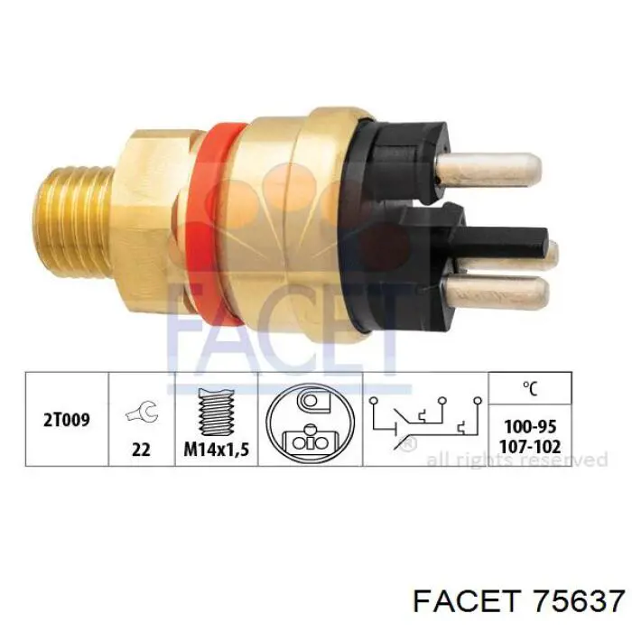 Sensor de temperatura do fluido de esfriamento (de ativação de ventilador do radiador) Facet 75637 preço, a partir de 30,50 USD