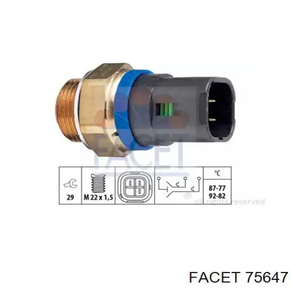Sensor de temperatura do fluido de esfriamento (de ativação de ventilador do radiador) Facet 75647 preço, a partir de 27,91 USD