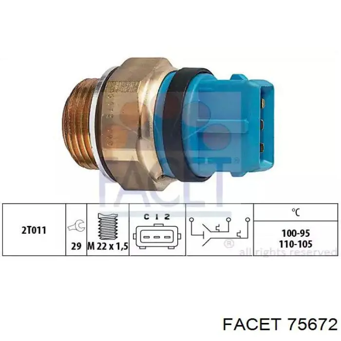 Sensor de temperatura do fluido de esfriamento (de ativação de ventilador do radiador) Facet 75672 preço, a partir de 40,33 USD