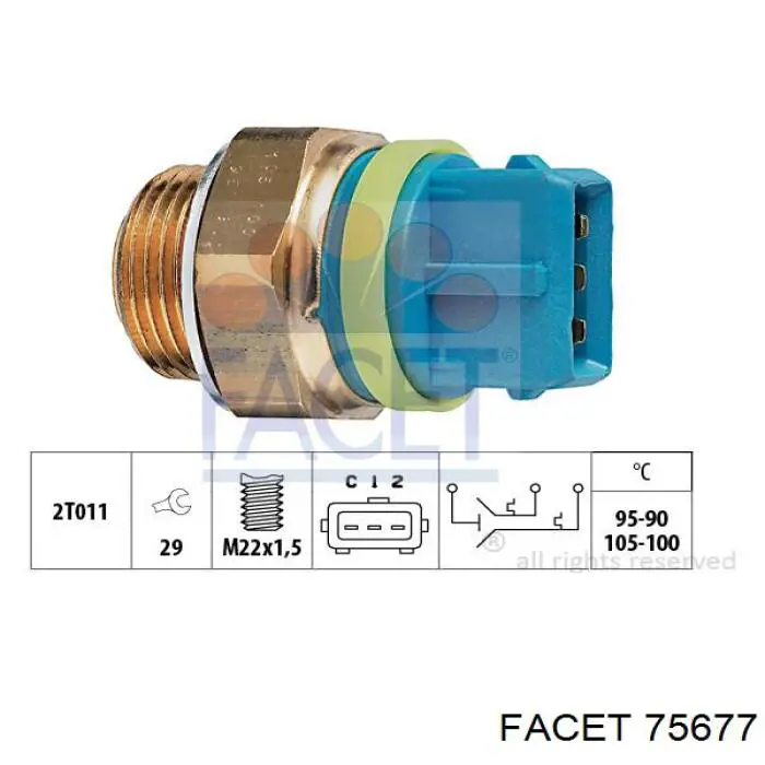 Sensor de temperatura do fluido de esfriamento (de ativação de ventilador do radiador) Facet 75677 preço, a partir de 14,73 USD