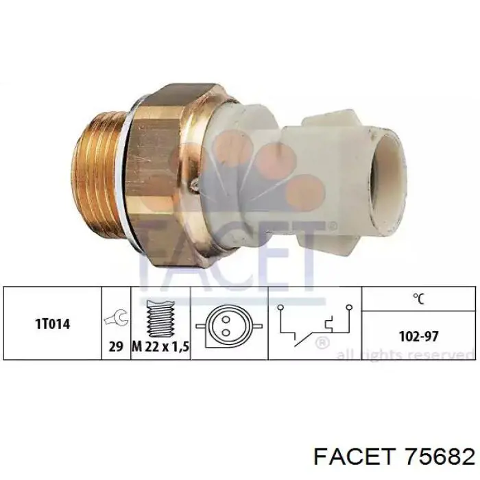 Sensor de temperatura do fluido de esfriamento (de ativação de ventilador do radiador) Facet 75682 preço, a partir de 23,41 USD