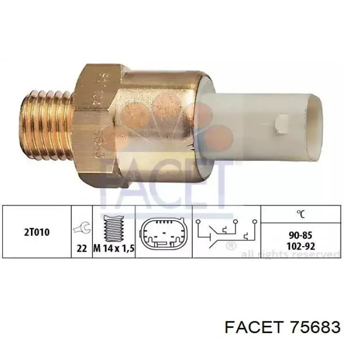 Sensor de temperatura do fluido de esfriamento (de ativação de ventilador do radiador) Facet 75683 preço, a partir de 29,87 USD