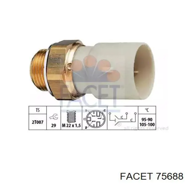 Sensor de temperatura do fluido de esfriamento (de ativação de ventilador do radiador) Facet 75688 preço, a partir de 24,23 USD