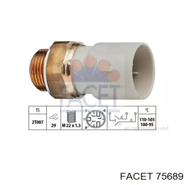 Sensor de temperatura do fluido de esfriamento (de ativação de ventilador do radiador) Facet 75689 preço, a partir de 23,55 USD