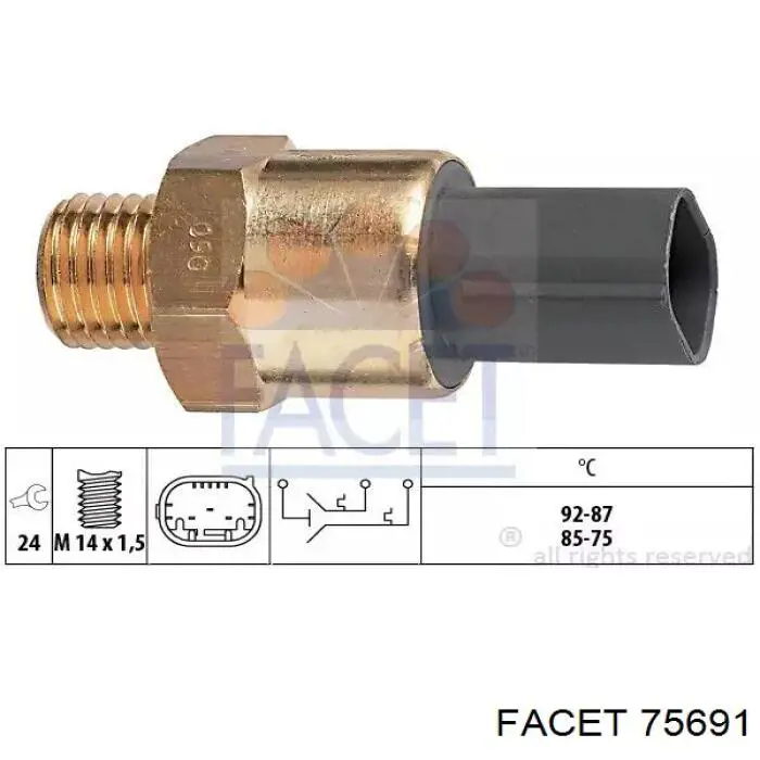 Sensor de temperatura do fluido de esfriamento (de ativação de ventilador do radiador) Facet 75691 preço, a partir de 21,00 USD