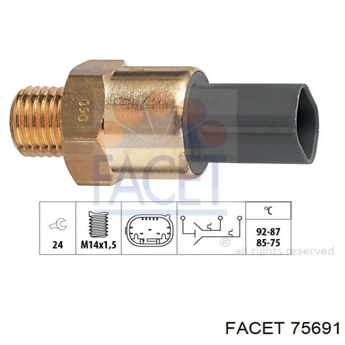 Compre 75691 Facet Sensor de temperatura do fluido de esfriamento (de ativação de ventilador do radiador)