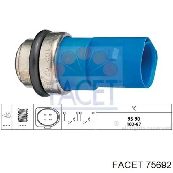 Sensor de temperatura do fluido de esfriamento (de ativação de ventilador do radiador) Facet 75692 preço, a partir de 8,29 USD