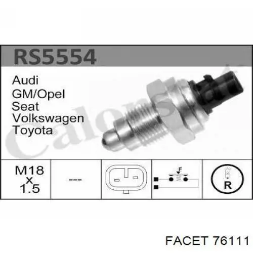 Compre 76111 Facet Sensor de ativação das luzes de marcha à ré