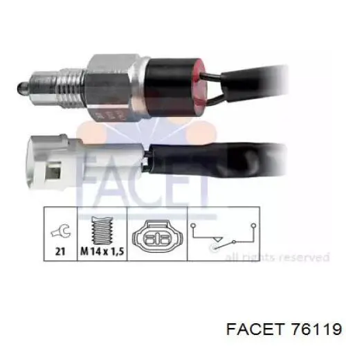 Sensor de ativação das luzes de marcha à ré Facet 76119 preço, a partir de 14,27 USD