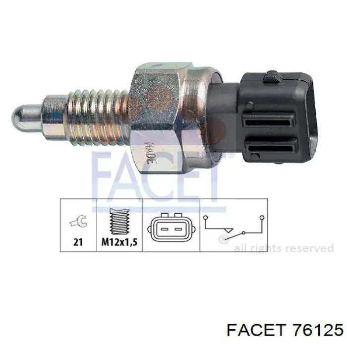 Sensor de ativação das luzes de marcha à ré Facet 76125 preço, a partir de 8,10 USD