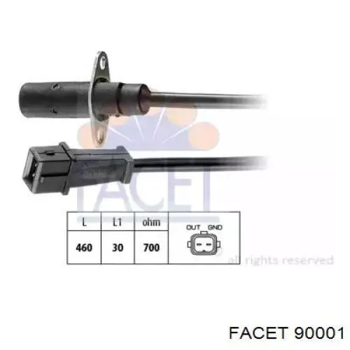 Sensor de posição (de revoluções) de cambota Facet 90001 preço, a partir de 19,61 USD