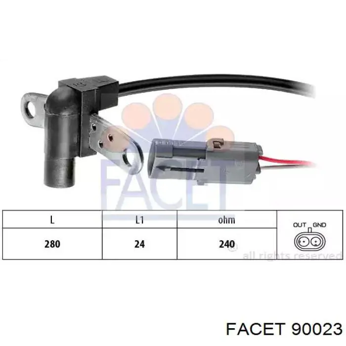 Sensor de posição (de revoluções) de cambota Facet 90023 preço, a partir de 26,52 USD