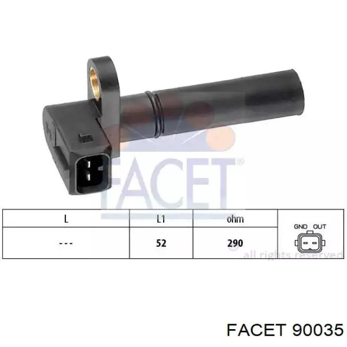 Sensor de posição (de revoluções) de cambota Facet 90035 preço, a partir de 29,12 USD