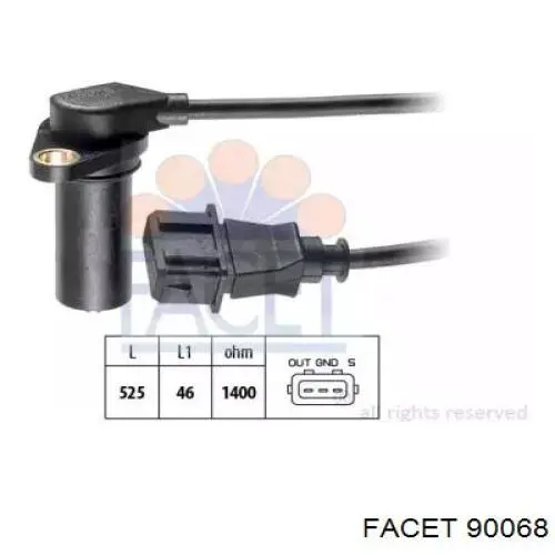 Sensor de posição (de revoluções) de cambota Facet 90068 preço, a partir de 34,24 USD