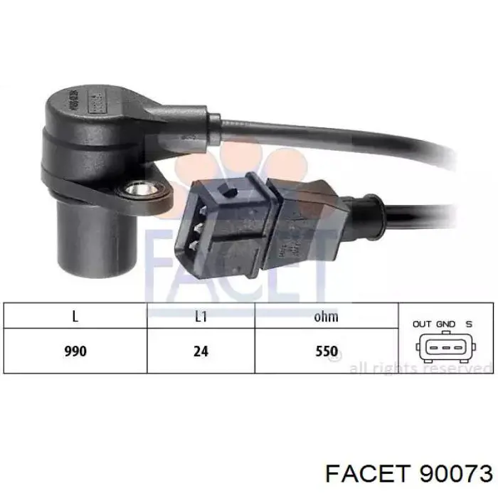 Sensor de posição (de revoluções) de cambota Facet 90073 preço, a partir de 28,80 USD