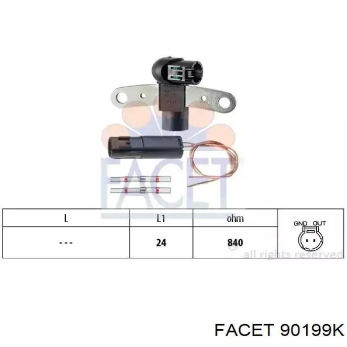Sensor de posição (de revoluções) de cambota Facet 90199K preço, a partir de 28,19 USD