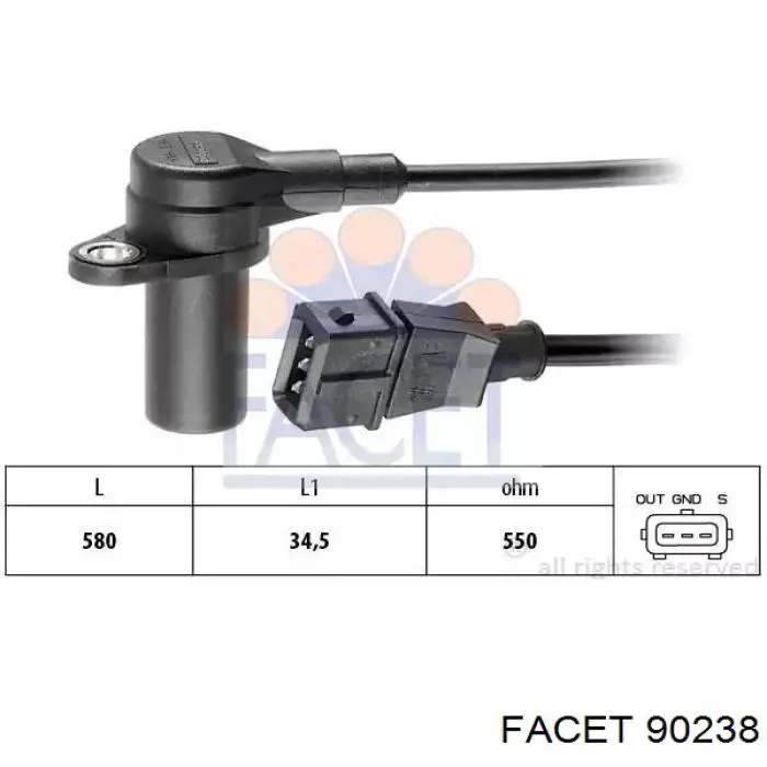 Sensor de posição (de revoluções) de cambota Facet 90238 preço, a partir de 38,17 USD