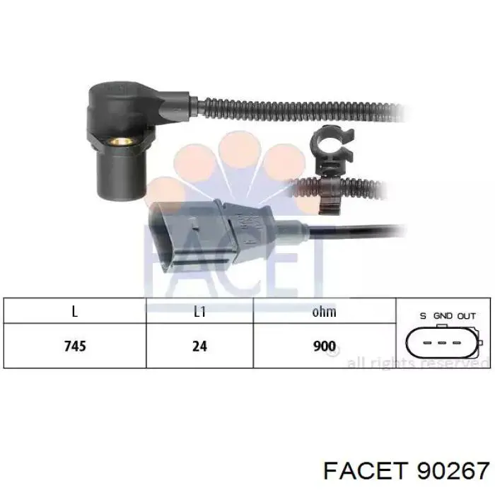 Sensor de posição (de revoluções) de cambota Facet 90267 preço, a partir de 32,48 USD