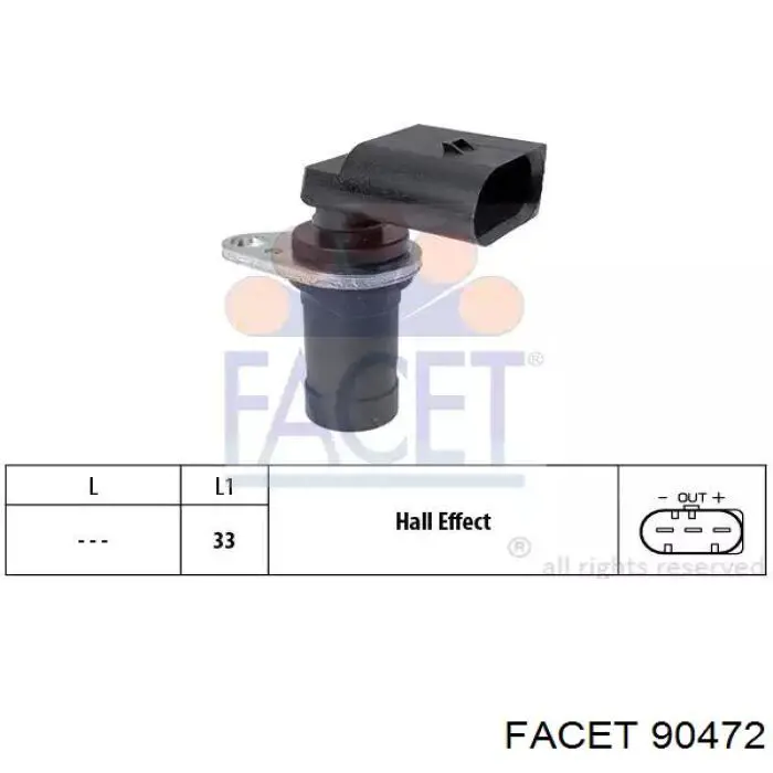 Sensor de posição (de revoluções) de cambota Facet 90472 preço, a partir de 56,35 USD