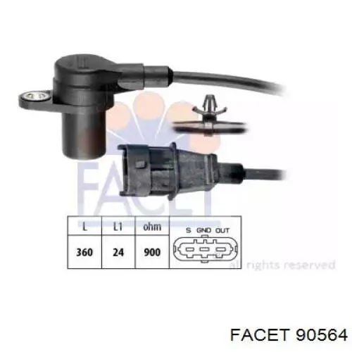 Sensor de posição (de revoluções) de cambota Facet 90564 preço, a partir de 32,61 USD