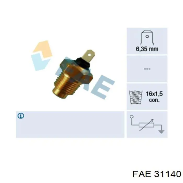 Sensor de temperatura do fluido de esfriamento, no dispositivo FAE 31140 preço, a partir de 7,08 USD