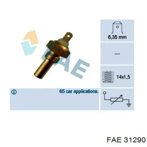 Sensor de temperatura do fluido de esfriamento FAE 31290 preço, a partir de 10,80 USD