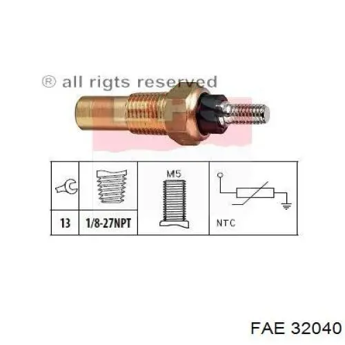 Compre 32040 FAE Sensor de temperatura do fluido de esfriamento