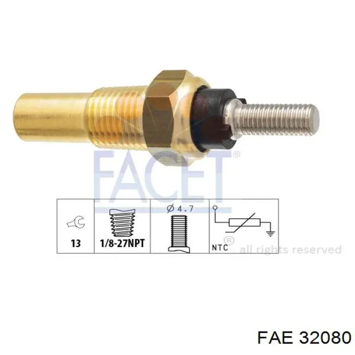 Sensor de temperatura do fluido de esfriamento FAE 32080 preço, a partir de 8,27 USD